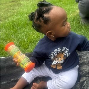 Authentic Moschino Blue Top with Bear Motif